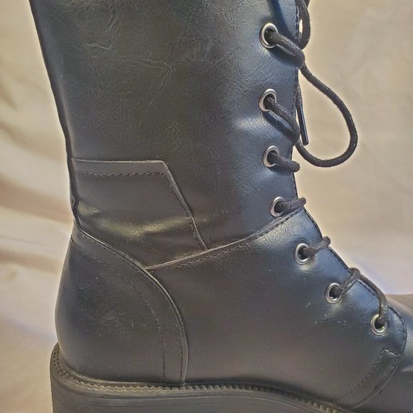 Women's  Black Military Mid Calf Combat boots - Picture 9 of 9